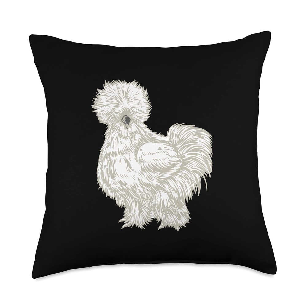 7593 Silkie Chicken Throw Pillow